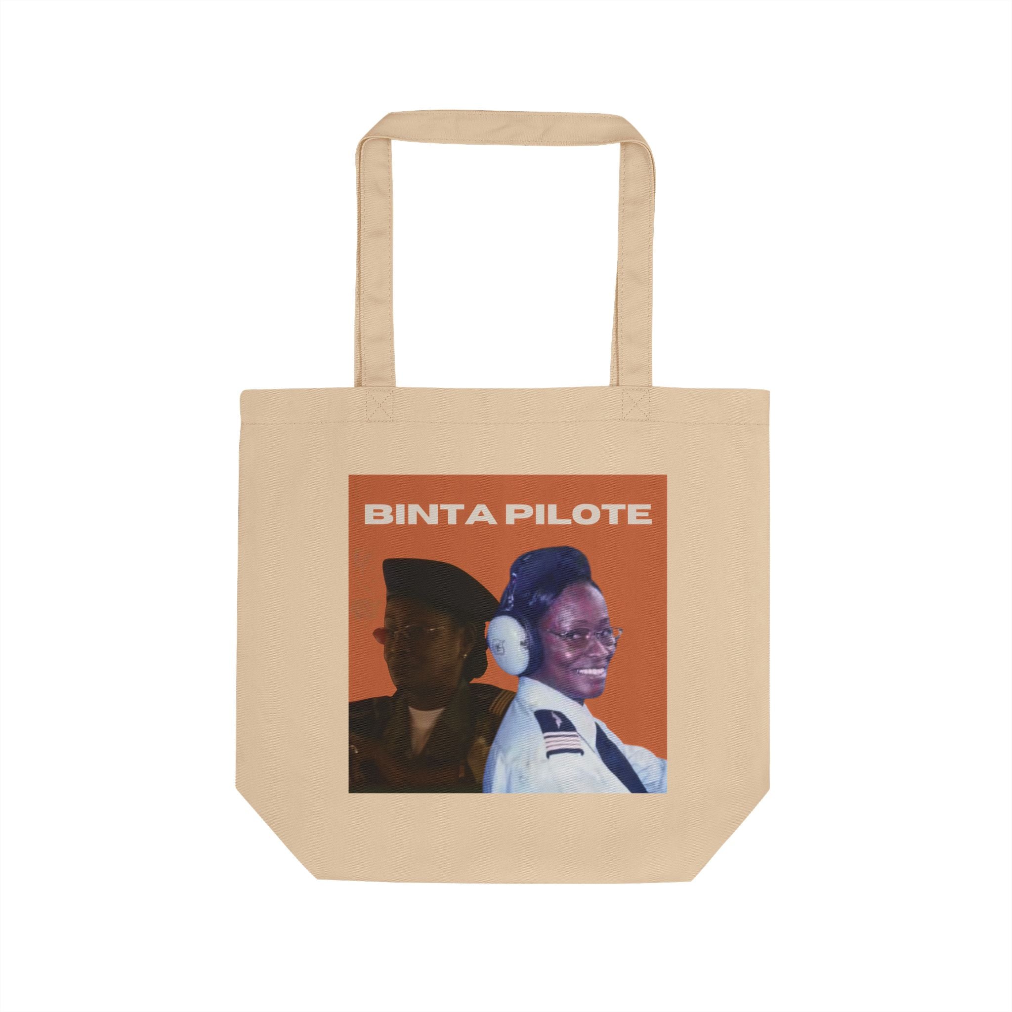 Binta Pilote Canvas Tote Bag — Vintage Pilot Portrait Eco Tote